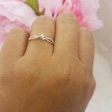 0.15 Carat (ctw) 14K Yellow Gold Round Diamond Ladies Crossover Split Shank Bridal Promise Engagement Ring