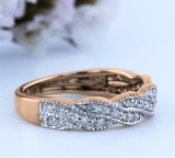0.25 Carat (ctw) 14k Rose Gold Round Diamond Ladies Anniversary Wedding Stackable Band Swirl Ring 1/4 CT