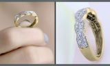 0.25 Carat (ctw) 14k Yellow Gold Round Diamond Ladies Anniversary Wedding Stackable Band Swirl Ring 1/4 CT