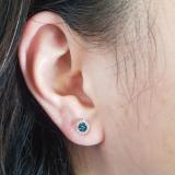 0.30 Carat (ctw) 10K Yellow Gold Blue & White Diamond Ladies Cluster Flower Stud Earrings 1/3 CT