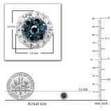 0.30 Carat (ctw) 10K Yellow Gold Blue & White Diamond Ladies Cluster Flower Stud Earrings 1/3 CT