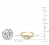 1.00 Carat (ctw) 14k Yellow Gold Round Cut Diamond Ladies 3 Stone Bridal Engagement Ring 1 CT