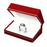1.00 Carat (ctw) 14k White Gold Round White Diamond and Blue Sapphire Ladies 3 Stone Bridal Engagement Ring 1 CT