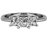 1.50 Carat (ctw) 14K White Gold Princess Cut White Cubic Zirconia Ladies Bridal 3 Stone Engagement Ring 1 1/2 CT