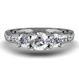 1.00 Carat (ctw) 14k White Gold Round Diamond Ladies 3 Stone Engagement Bridal Ring 1 CT
