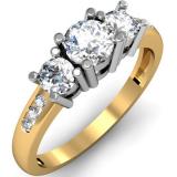 1.00 Carat (ctw) 14k Yellow Gold Round Diamond Ladies 3 Stone Engagement Bridal Ring 1 CT