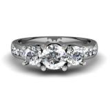 1.50 Carat (ctw) 14k White Gold Round Diamond Ladies 3 Stone Engagement Bridal Ring 1 1/2 CT