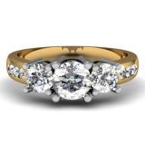 1.50 Carat (ctw) 14k Yellow Gold Round Diamond Ladies 3 Stone Engagement Bridal Ring 1 1/2 CT