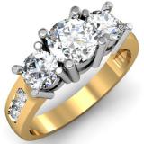 2.00 Carat (ctw) 14K Yellow Gold Round Diamond Ladies 3 Stone Engagement Bridal Ring 2 CT