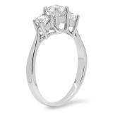 1.00 Carat (ctw) 14k White Gold Round Cut Diamond Ladies 3 Stone Bridal Engagement Ring 1 CT
