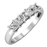 0.75 Carat (ctw) 14k White Gold Princess Cut White Diamond Ladies 5 Stone Bridal Wedding Band Anniversary Ring 3/4 CT
