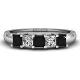 0.75 Carat (ctw) 10k White Gold Princess Cut Black and White Diamond Ladies 5 Stone Bridal Wedding Band Anniversary Ring 3/4 CT