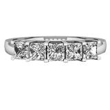 IGI CERTIFIED 1.01 Carat (ctw) 14K White Gold Princess Cut White Diamond Ladies 5 Stone Bridal Wedding Band Anniversary Ring 1 CT