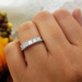 1.00 Carat (ctw) 14k White Gold Princess Cut White Diamond Ladies 5 Stone Bridal Wedding Band Anniversary Ring 1 CT
