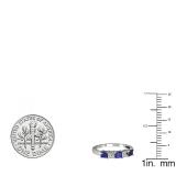 1.00 Carat (ctw) 14k White Gold Princess Cut Blue Sapphire and White Diamond Ladies 5 Stone Bridal Wedding Band Anniversary Ring 1 CT