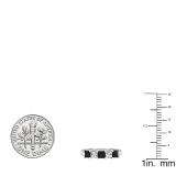 1.35 Carat (ctw) 14k White Gold Princess Cut Black and White Diamond Ladies 5 Stone Bridal Wedding Band Anniversary Ring