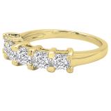 2.00 Carat (ctw) Princess White Diamond Ladies 5 Stone Wedding Ring 2 CT 10K Yellow Gold