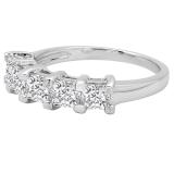 2.00 Carat (ctw) Princess White Diamond Ladies 5 Stone Wedding Ring 2 CT 14K White Gold