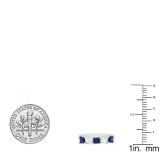 2.00 Carat (ctw) 18k White Gold Princess Cut Blue Sapphire and White Diamond Ladies 5 Stone Bridal Wedding Band Anniversary Ring 2 CT