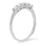 IGI CERTIFIED 0.45 Carat (ctw) 14K White Gold Round White Diamond Ladies 5 Stone Bridal Wedding Band Anniversary Ring 1/2 CT