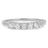 0.50 Carat (ctw) 14K White Gold Round White Diamond Ladies 5 Stone Bridal Wedding Band Anniversary Ring 1/2 CT