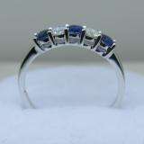 0.50 Carat (ctw) 14K White Gold Round Blue Sapphire and White Diamond Ladies 5 Stone Bridal Wedding Band Anniversary Ring 1/2 CT