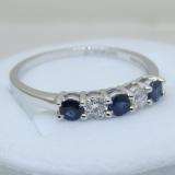 0.50 Carat (ctw) 14K White Gold Round Blue Sapphire and White Diamond Ladies 5 Stone Bridal Wedding Band Anniversary Ring 1/2 CT