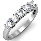 IGI CERTIFIED 0.72 Carat (ctw) 14K White Gold Round White Diamond Ladies 5 Stone Bridal Wedding Band Anniversary Ring 3/4 CT
