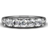 IGI CERTIFIED 0.72 Carat (ctw) 14K White Gold Round White Diamond Ladies 5 Stone Bridal Wedding Band Anniversary Ring 3/4 CT
