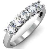 0.75 Carat (ctw) 14K White Gold Round White Diamond Ladies 5 Stone Bridal Wedding Band Anniversary Ring 3/4 CT