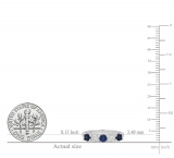0.75 Carat (ctw) 14K White Gold Round Blue Sapphire and White Diamond Ladies 5 Stone Bridal Wedding Band Anniversary Ring 3/4 CT