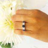 0.75 Carat (ctw) 14K White Gold Round Black and White Diamond Ladies 5 Stone Bridal Wedding Band Anniversary Ring 3/4 CT