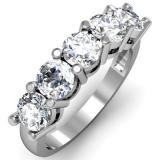 1.00 Carat (ctw) 14K White Gold Round White Diamond Ladies 5 Stone Bridal Wedding Band Anniversary Ring 1 CT