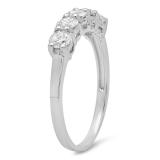1.00 Carat (ctw) 14K White Gold Round White Diamond Ladies 5 Stone Bridal Wedding Band Anniversary Ring 1 CT