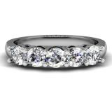 1.00 Carat (ctw) 14K White Gold Round White Diamond Ladies 5 Stone Bridal Wedding Band Anniversary Ring 1 CT