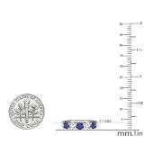 1.00 Carat (ctw) 10K White Gold Round Blue Sapphire and White Diamond Ladies 5 Stone Bridal Wedding Band Anniversary Ring 1 CT