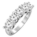 2.00 Carat (ctw) 18K White Gold Round White Diamond Ladies 5 Stone Bridal Wedding Band Anniversary Ring 2 CT