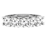 2.00 Carat (ctw) 18K White Gold Round White Diamond Ladies 5 Stone Bridal Wedding Band Anniversary Ring 2 CT