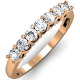 0.50 Carat (ctw) 14K Rose Gold Round White Diamond Ladies 7 Stone Bridal Wedding Band Anniversary Ring 1/2 CT