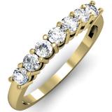 0.50 Carat (ctw) 14K Yellow Gold Round White Diamond Ladies 7 Stone Bridal Wedding Band Anniversary Ring 1/2 CT