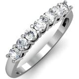 0.50 Carat (ctw) 14K White Gold Round White Diamond Ladies 7 Stone Bridal Wedding Band Anniversary Ring 1/2 CT