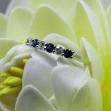 0.50 Carat (ctw) 18K White Gold Round Blue Sapphire and White Diamond Ladies 7 Stone Bridal Wedding Band Anniversary Ring 1/2 CT