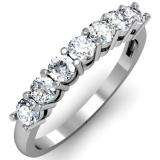 0.75 Carat (ctw) 14K White Gold Round White Diamond Ladies 7 Stone Bridal Wedding Band Anniversary Ring 3/4 CT