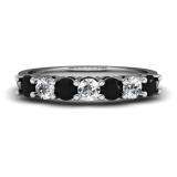 0.75 Carat (ctw) 14K White Gold Round Black and White Diamond Ladies 7 Stone Bridal Wedding Band Anniversary Ring 3/4 CT