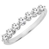 0.50 Carat (ctw) 14K White Gold Round White Diamond Ladies 7 Stone Bridal Wedding Band Anniversary Ring 1/2 CT