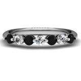 0.50 Carat (ctw) 14K White Gold Round Black and White Diamond Ladies 7 Stone Bridal Wedding Band Anniversary Ring 1/2 CT