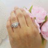 2.00 Carat (ctw) 14k White Gold Round Diamond Ladies Halo Style Bridal Engagement Ring Set Matching Band 2 CT