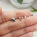 0.07 Carat (ctw) Sterling Silver Round Blue & White Diamond Micro Pave Setting Kite Shape Stud Earrings