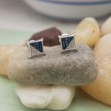 0.07 Carat (ctw) Sterling Silver Round Blue & White Diamond Micro Pave Setting Kite Shape Stud Earrings