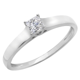 IGI CERTIFIED 0.25 Carat (ctw) 14K White Gold Princess Cut Diamond Ladies Lucida Style Solitaire Bridal Engagement Ring 1/4 CT